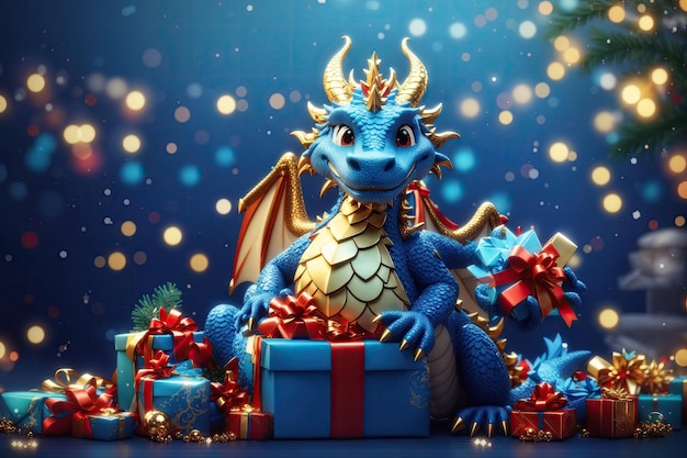 nieuwjaar banner kerstconcept jaar van de draak ai generatief