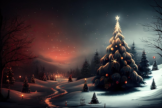Nieuwjaar en Merry Christmas Holiday Winter Achtergrond Kerstversiering achtergrond generatieve ai