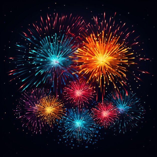 Nieuwjaar Kleurrijk vuurwerk achtergrond