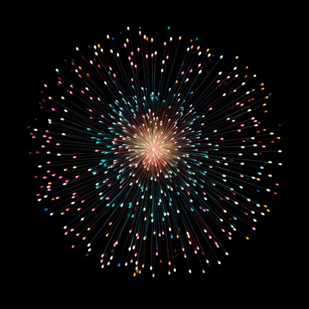 Nieuwjaars vuurwerk op zwarte achtergrond