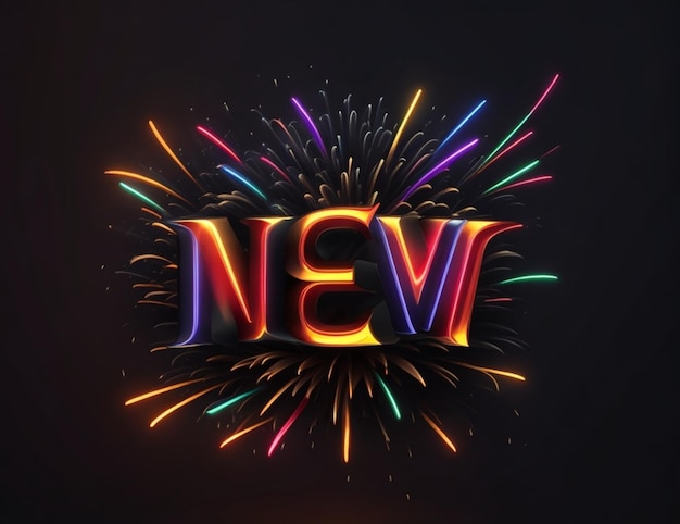nieuwjaarsfeest vuurwerk met nieuwe typografie tekst