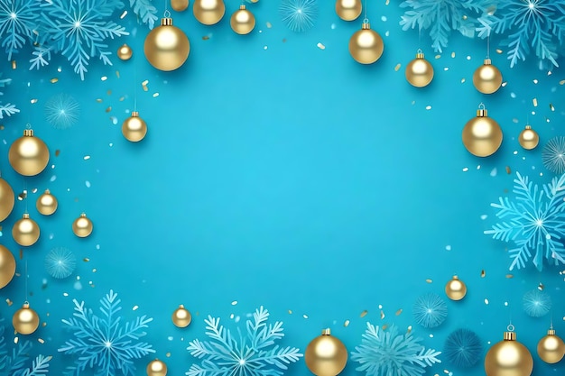 Nieuwjaarsviering achtergrond frame rand met lichtblauwe achtergrond realistisch