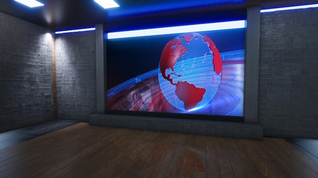 Nieuws Studio Achtergrond Voor TV Shows TV Op Wall3D Virtuele Nieuws Studio Achtergrond 3d illustratie