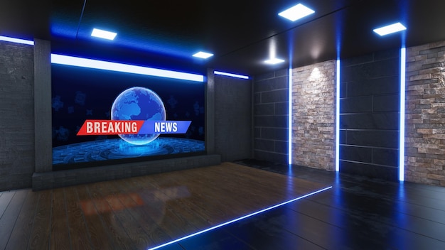 Nieuws Studio Achtergrond Voor TV Shows TV Op Wall3D Virtuele Nieuws Studio Achtergrond 3d illustratie