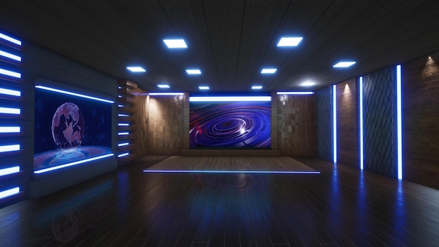 Nieuws Studio Achtergrond Voor TV Shows TV Op Wall3D Virtuele Nieuws Studio Achtergrond 3d illustratie