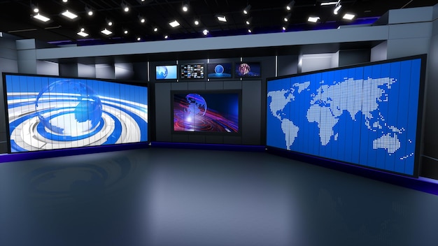Nieuws Studio Achtergrond Voor TV Shows TV Op Wall3D Virtuele Nieuws Studio Achtergrond 3d illustratie