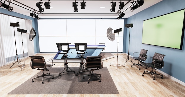 Nieuws studio blue room design Achtergrond voor tv-shows