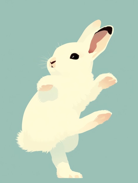 Nieuwsgierig konijn dat met zijn voet slaat Illustratie Generatieve AI