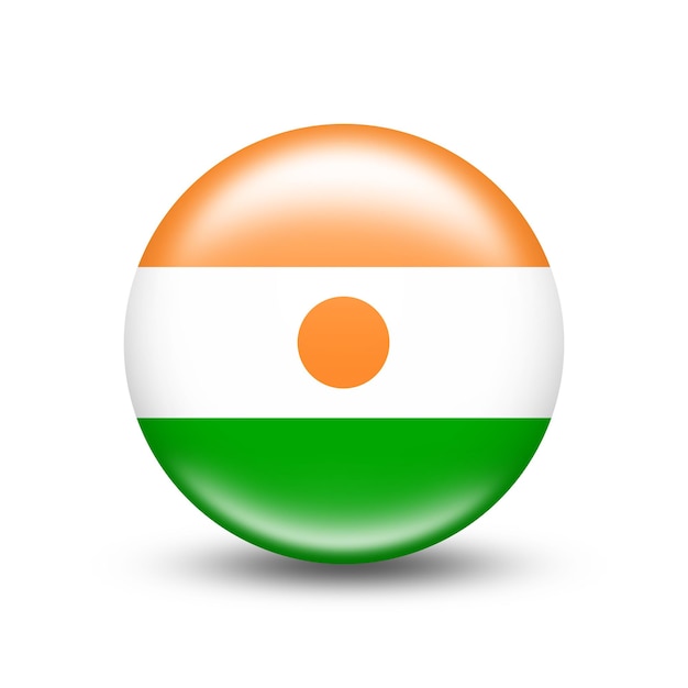 Niger country flag in sphere with white shadow - illustration