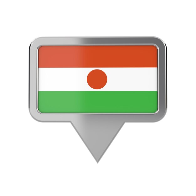 Niger flag location marker icon 3D Rendering