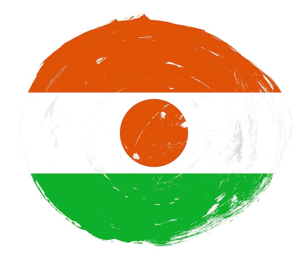 Niger flag painted on a distressed white stroke brush background