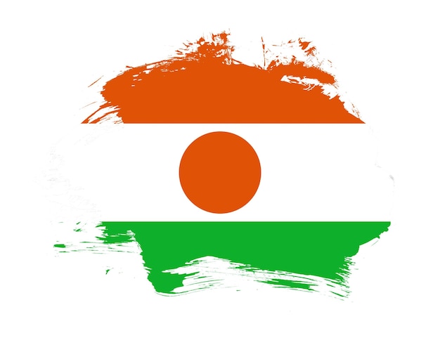 Niger flag painted on minimal brush stroke background