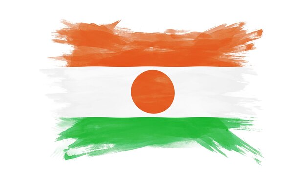 Niger vlag penseelstreek, nationale vlag op witte achtergrond