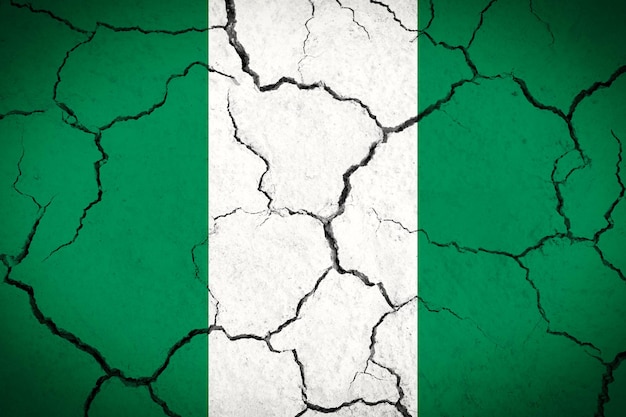 Nigeria cracked country flag