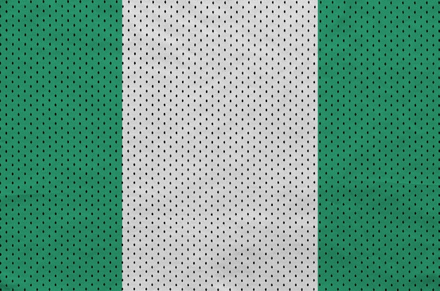 Nigeria flag printed on a polyester nylon sportswear mesh fabric