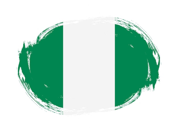 丸みを帯びたストローク ブラシ バック グラウンドでナイジェリアの旗