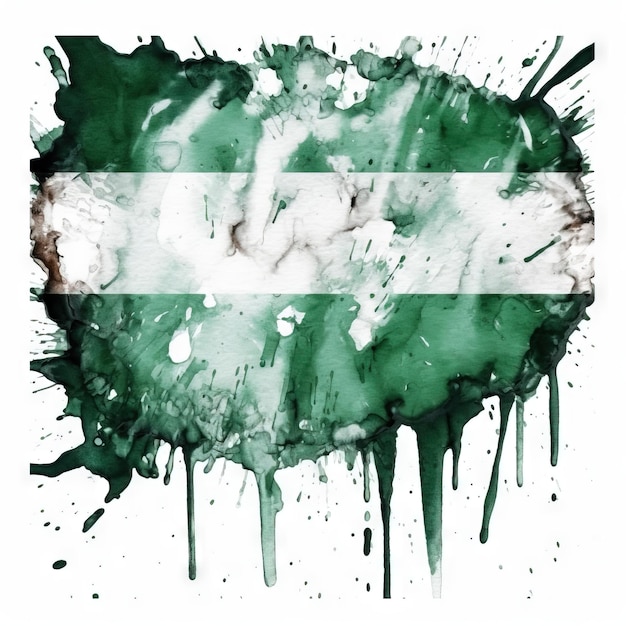 Nigeria flag splash effect Nigeria flag watercolor ai image on white background