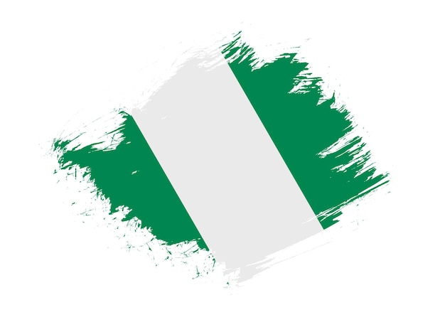 Nigeria flag with abstract paint brush texture effect on white background