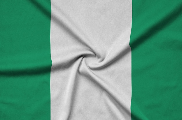 Nigeria flag with many folds. 