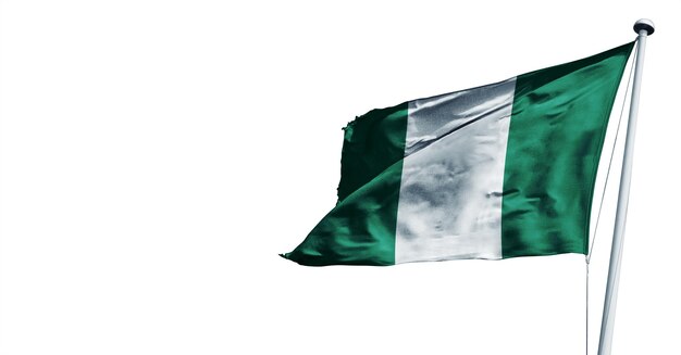 nigeria wuivende 3d render vlag, op een witte achtergrond. - afbeelding