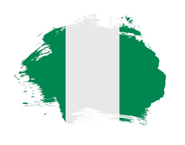 Nigeriaanse vlag geschilderd op minimale penseelstreek achtergrond