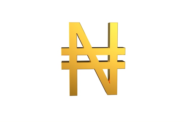 Nigerian currency Naira symbol in 3d