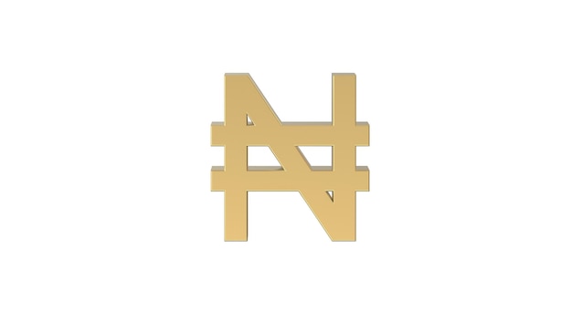 Photo nigerian naira currency symbol of nigeria in golden 3d