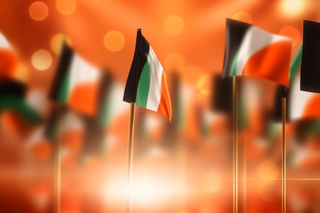 Nigerian pride small flags fluttering on an abstract blur ar 32