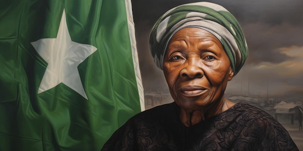 Photo nigerian woman with the flag of nigeria nigeria independence day