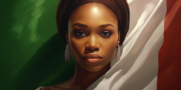 nigerian woman with the flag of nigeria Nigeria Independence Day