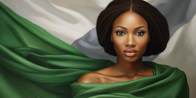 nigerian woman with the flag of nigeria Nigeria Independence Day