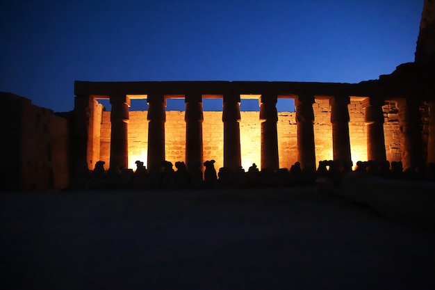 Night in the ancient temples of Luxor, Egypt