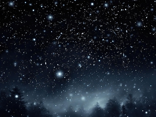 Фото Ночной фон с падающим снегом снежинки в темном ночном небе рождественские праздники зимняя текстура