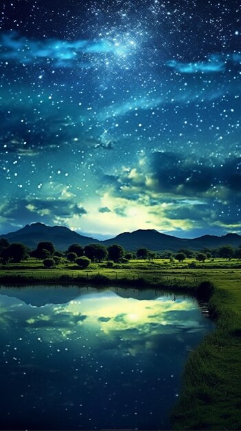 Night beautiful landscape of the moon on the starry sky with a small cloud