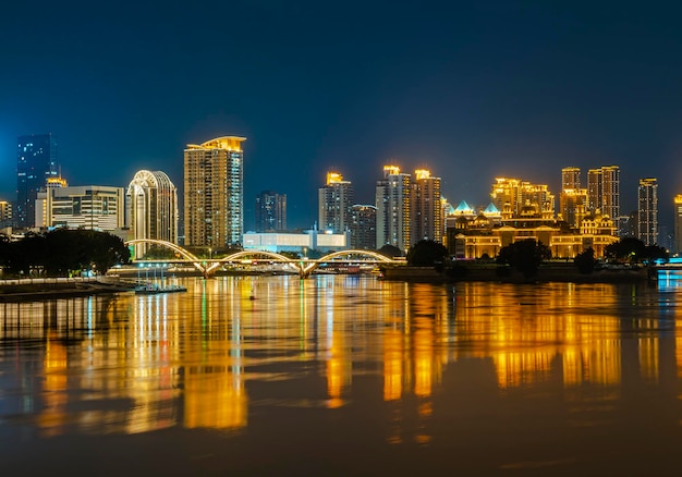 Night Beautiful Urban Landscape Fuzhou Fujian China