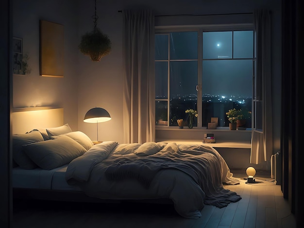 Night bedroom view ai generator