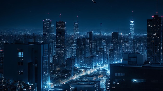 Night bluish cityscape