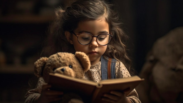 Night books and fairytale with child in bedroom for storytelling learning and relax