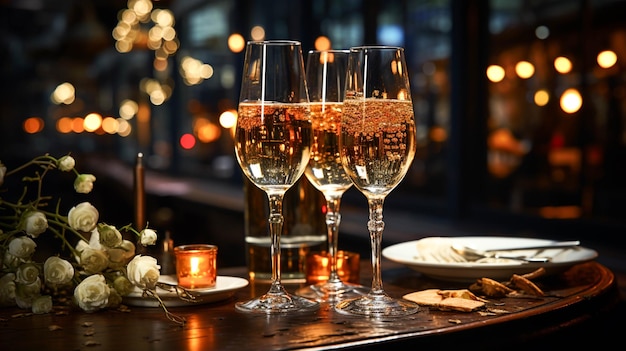 Night celebration drink wine table drinking glass champagne luxury bar