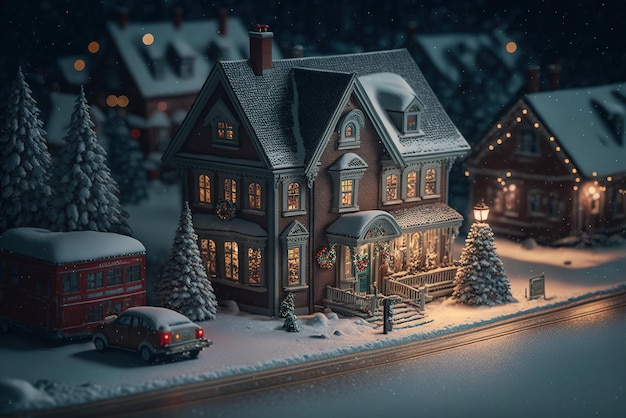 Night in a Christmas village