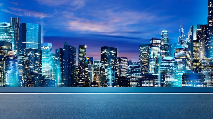 Photo night at city background