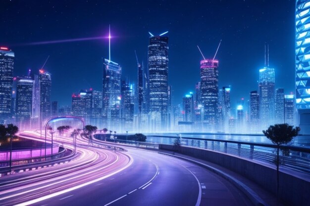 night city in futurism style