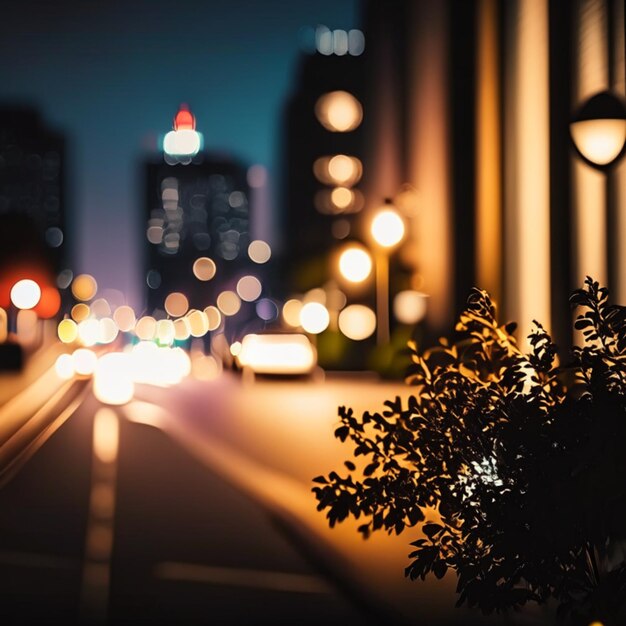 写真 ストリートランプとボケー ぼんやりしたライトの夜生活 エフェクトベクトル 美しい背景
