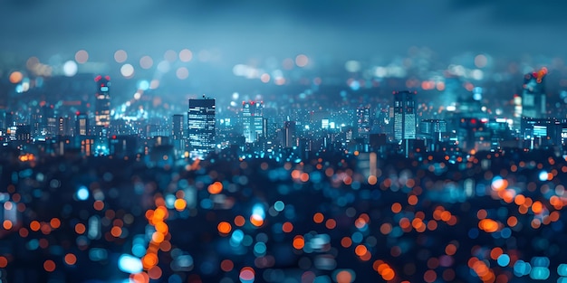 Night city lights Abstract urban background Ai Generated