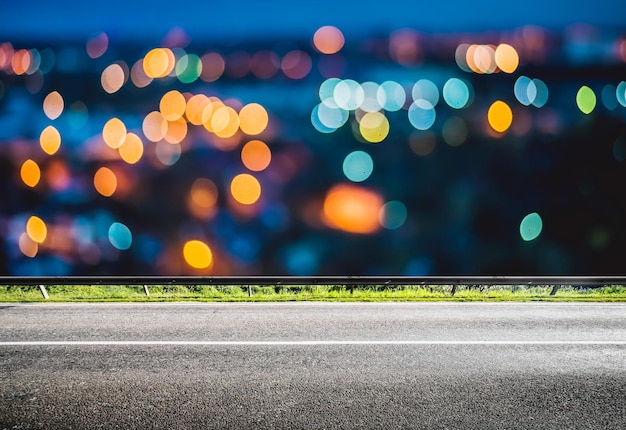 night city lights bokeh highway road background