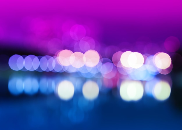 Night city lights bokeh with reflections background hd