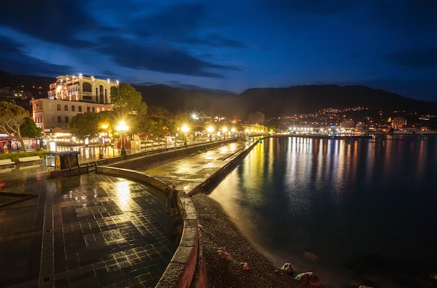 Night city near sea Ukraine Yalta