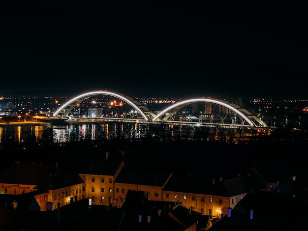 Night city of Novi Sad on New Years Eve