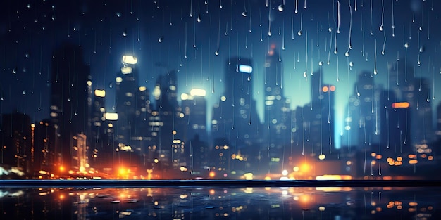 Ночь город дождь день размытый боке фон городской пейзаж декоративный вид