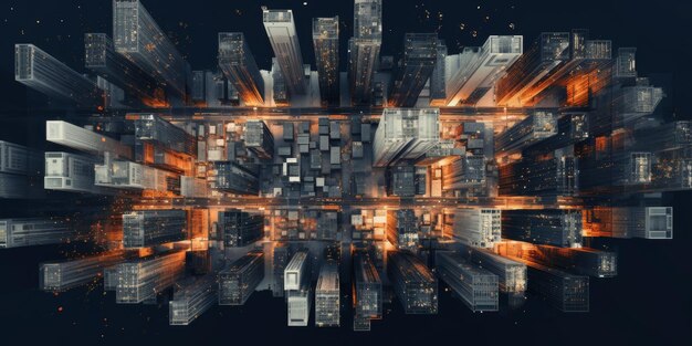 night city with skyscrapers digitalization Generative AI